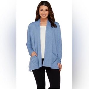 Logo by Lori Goldstein Lounge Ruffle Open Front Cardigan 673